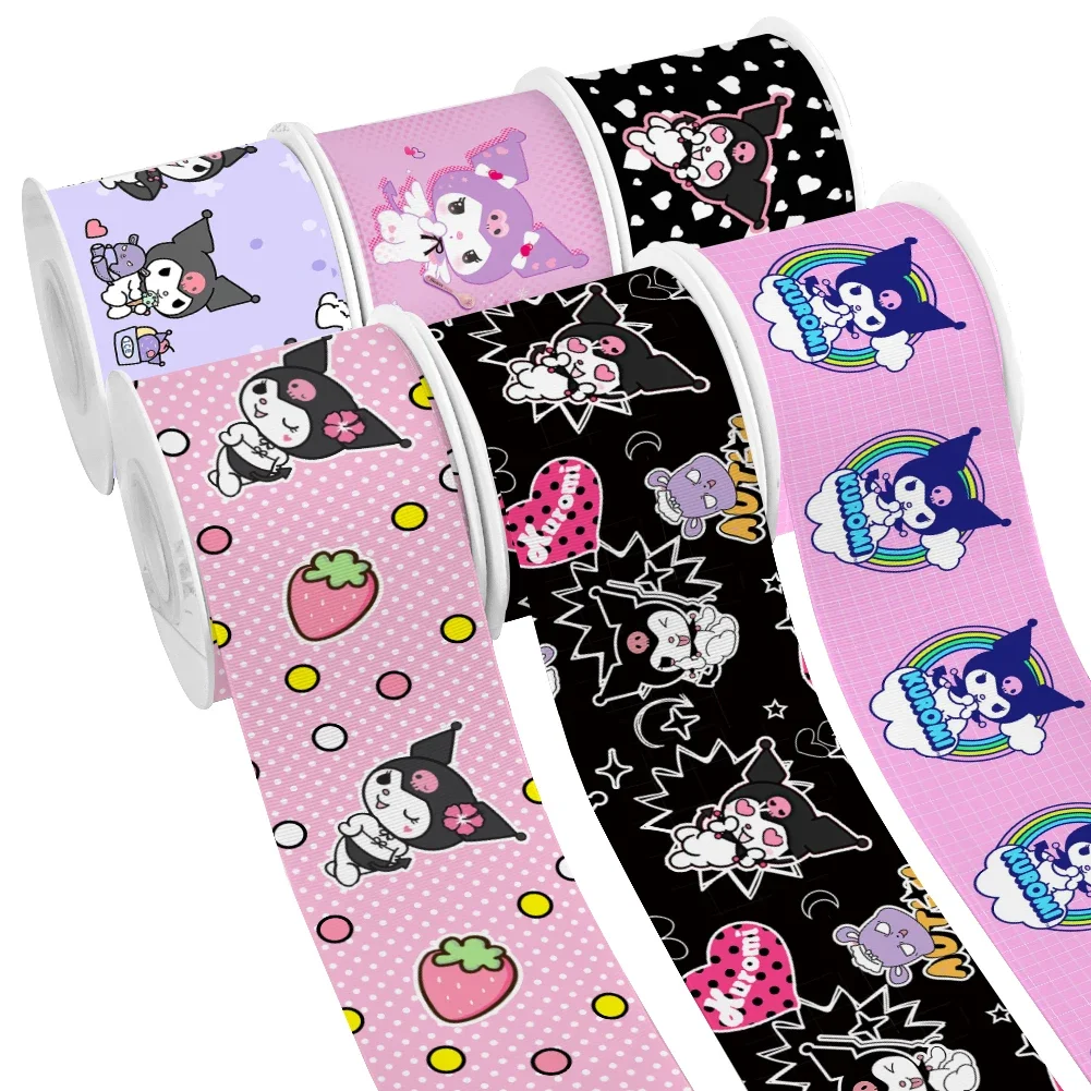 50 Yards Japanese Sanrio Character Cartoon Kitty Melody Design Printed Grosgrain Satin Ribbon for Gift Wrapping Hair Bow