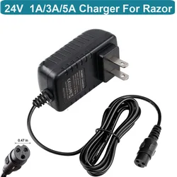 Razor E200, E300, PR200, E100, E500, MX350, Dirt Quad, Pocket Mod 및 Sports Mod용 충전기, 3구 24V 1A 어댑터 전원