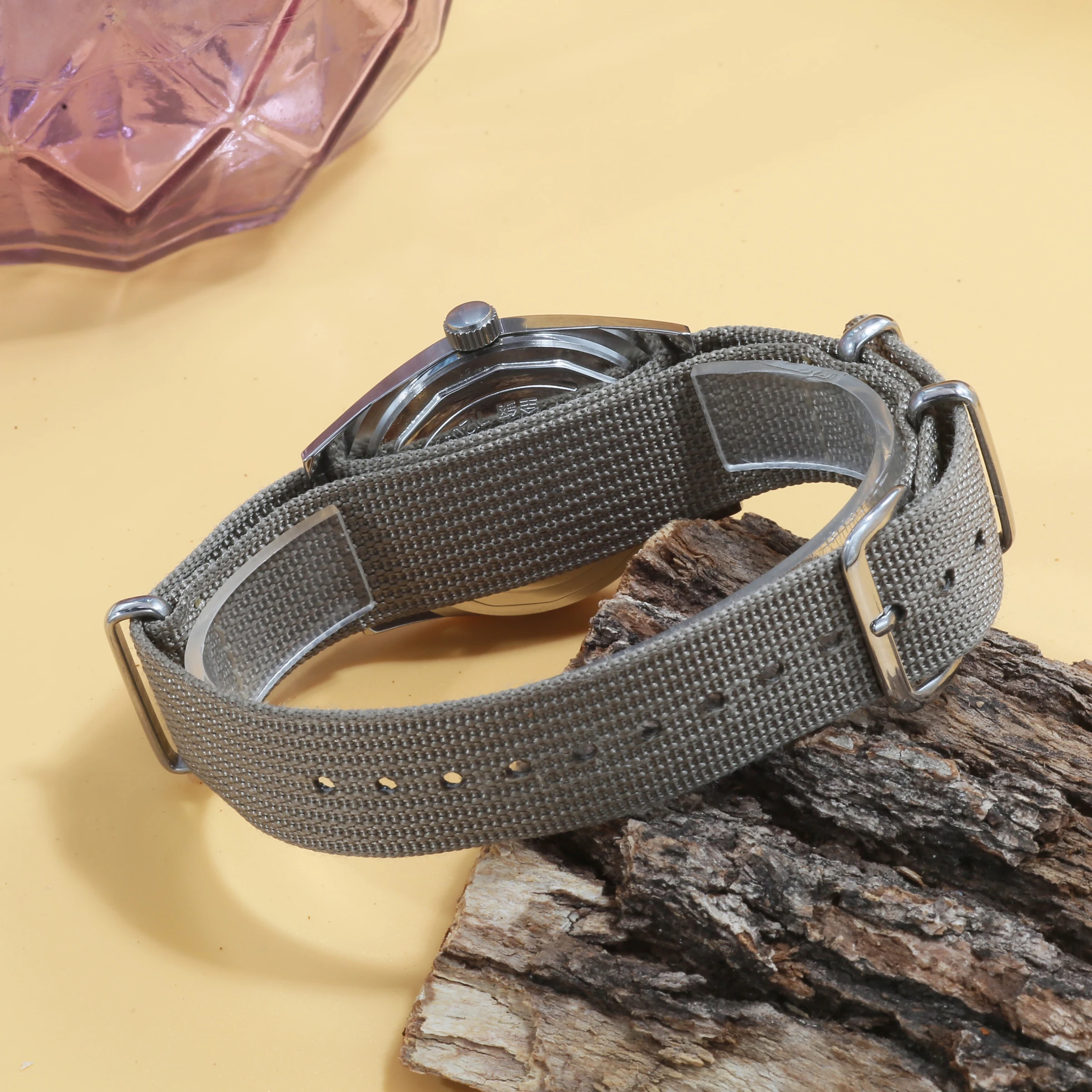 Montre mécanique Vintage pour hommes Shanghai 7120 mouvement manuel 36mm montre-bracelet classique 3D cristal acrylique Style rétro cadeau pour lui