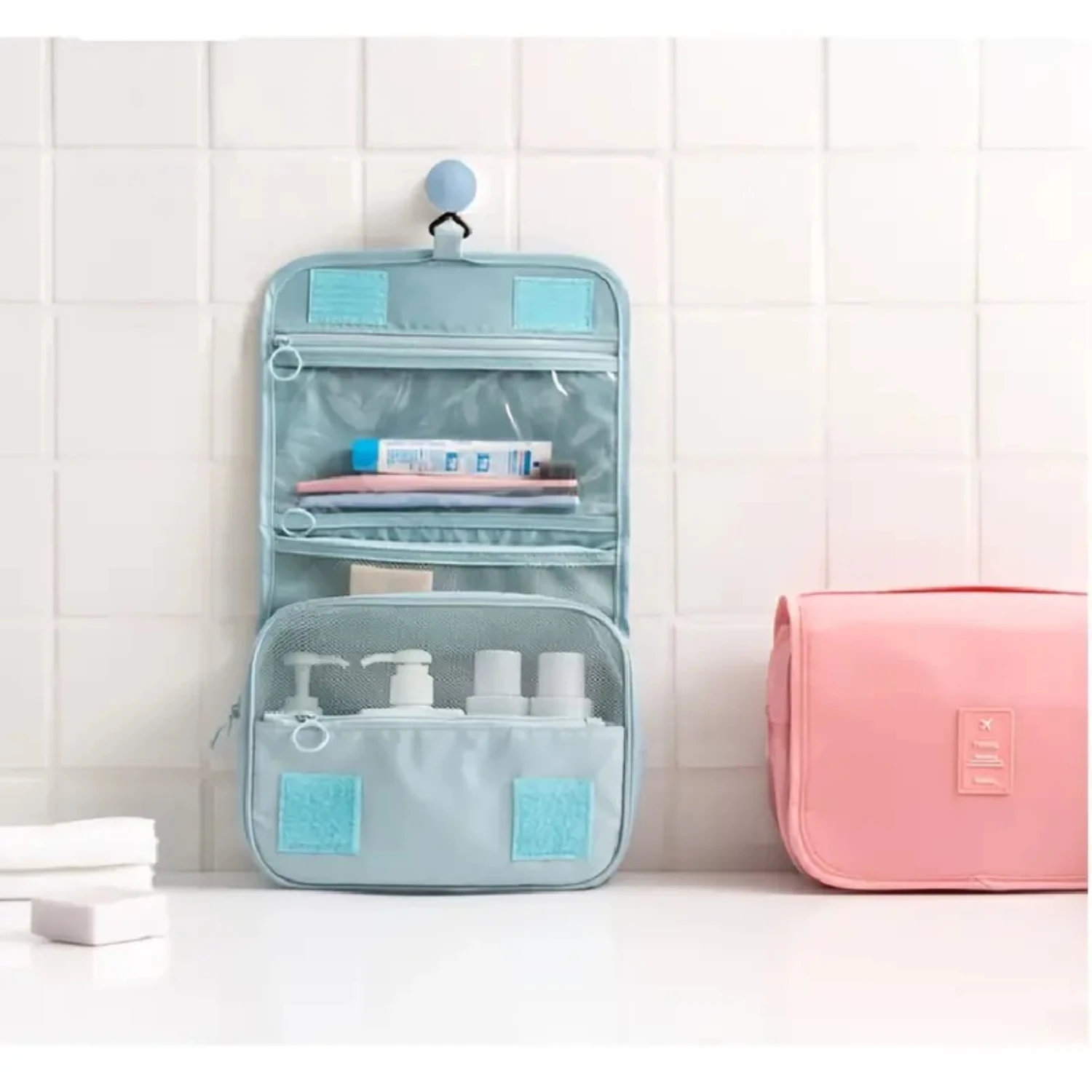 Travel Toiletry Bag for Women, Water-resistant Makeup Organizer, Travel Accessories Organizer Makeup bag with led mirror Vintage