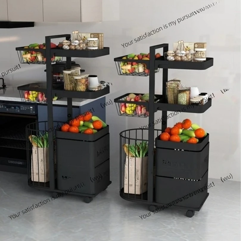 

Kitchen rotating rack multi-layer storage vegetable basket vegetable snack rack trolley corner pot rack expansion
