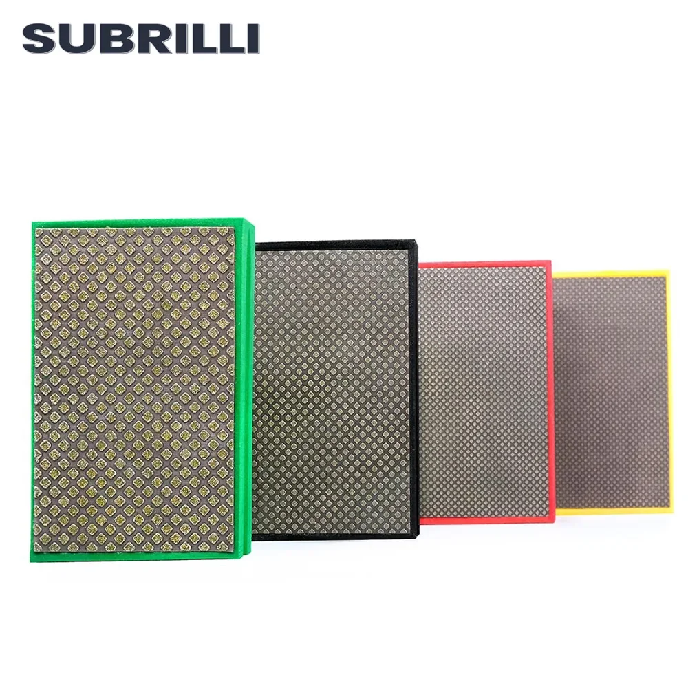 SUBRILLI 4 pz/set Diamante Lucidatura A Mano Tampone Levigatura Blocco Per Granito Marmo Ceramica Vetro Elettrolitico Diamante Tampone Abrasivo