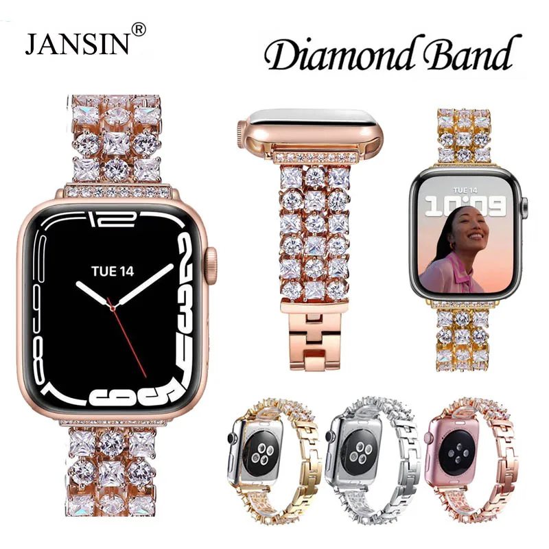 

Luxury Diamond Strap For Apple Watch Band 42mm 38mm Stainless Steel Bracelet For Apple Watch Ultra 2 49mm band 45mm 41 40mm 38mm