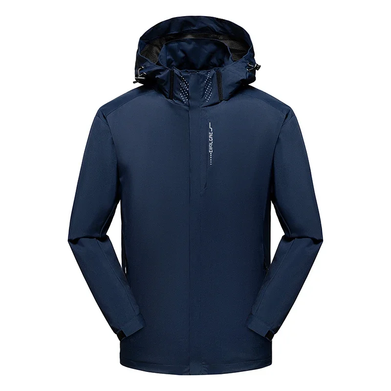 

2024 New Autumn Waterproof Jacket Men's Outdoor Trekking Detachable Hooded Windbreaker Male plus size Casual Loose Sport Coat