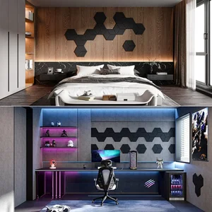 12'li akustik paneller, altıgen, kendinden yapışkanlı, köpük paneller, ses geçirmez tasarım, gürültüyü emmek, ekoları ortadan kaldırmak için Y üzerine dizilmiş, siyah panelde 12 büyük satış, köpük-akustik-no. 8