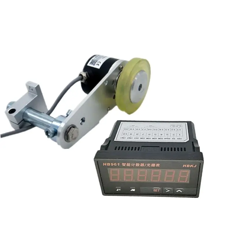 GHW38 Metal Mounting Bracket Non-slip Roller Wheel Rotary Encoder with HB961 digital counter