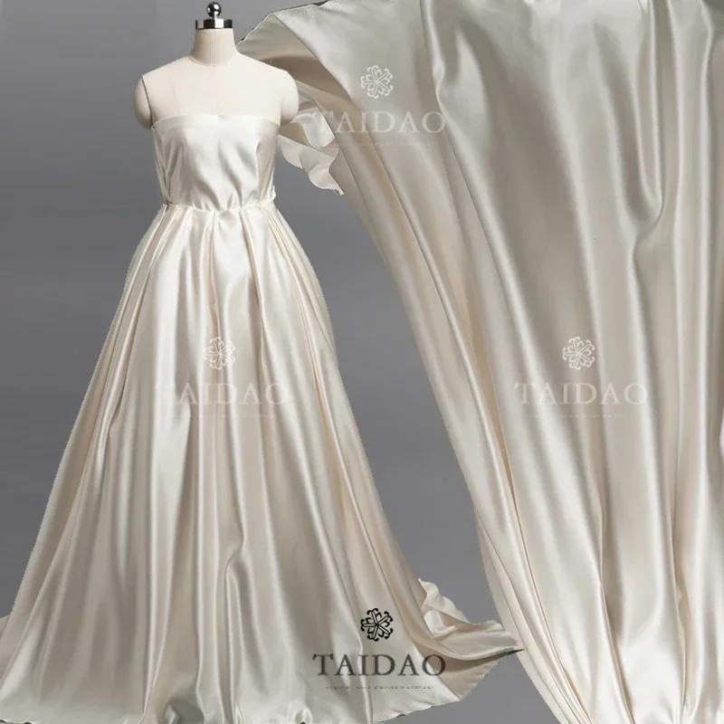 Satin Wedding Fabric for Dress, Thick Cloth, DIY Yarn Curtain Clothes, High Density, Wear Resistant, 280 g/m, 150x100cm