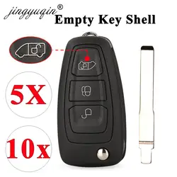 jingyuqin 5/10pcs Flip Remote Van Car Key Shell Case for Ford Transit Custom MK8 Cargo Tourneo Custom 2012+ Replacemnet