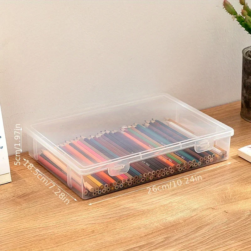 Large Capacity Pencil Case Transparent Plastic Notebook Sketch Marker Colored Lead Painting Storage Box, Back To School Supplies image 6
