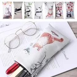 Cartoon Panda Cat Glasses Bag Automatic Shutdown PU Leather Coin Bag Protector Pouch Waterproof Eyewear Protective Case Unisex