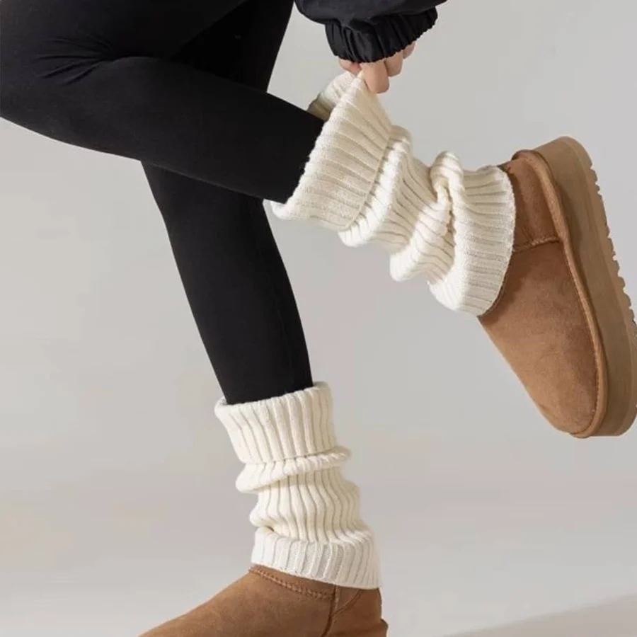 Solid Color Ribbed Knit Leg Warmers,Casual Fold Over Boot Cuffs,Women Autumn Winter Warm Stackable Sock Covers For UGG Boots