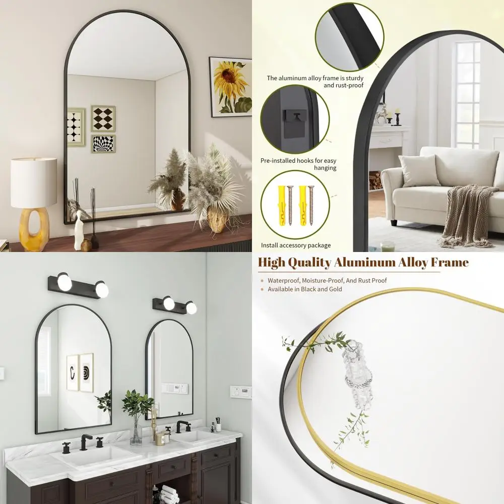 

Зеркало для ванной комнаты BEAUTYPEAK 24x36, настенное зеркало в металлическом каркасе для спальни, прихожей, гостиной, черный