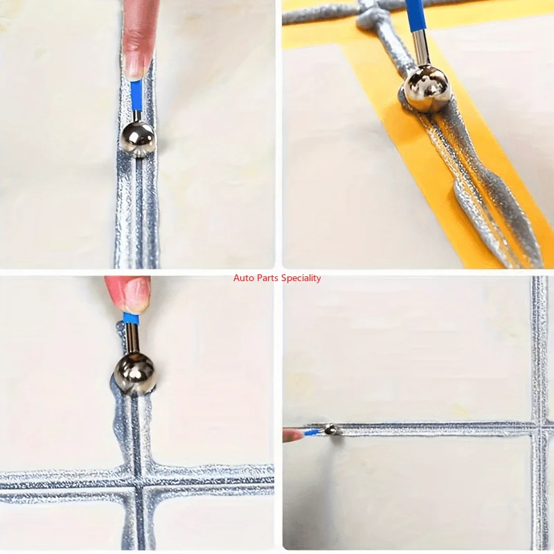 6PCS Stainless Steel Pressed Ball Tile Grout Glue Gaps Repairing Stick Grout Removal Tools Tile Joint Cleaning Caulking Edge