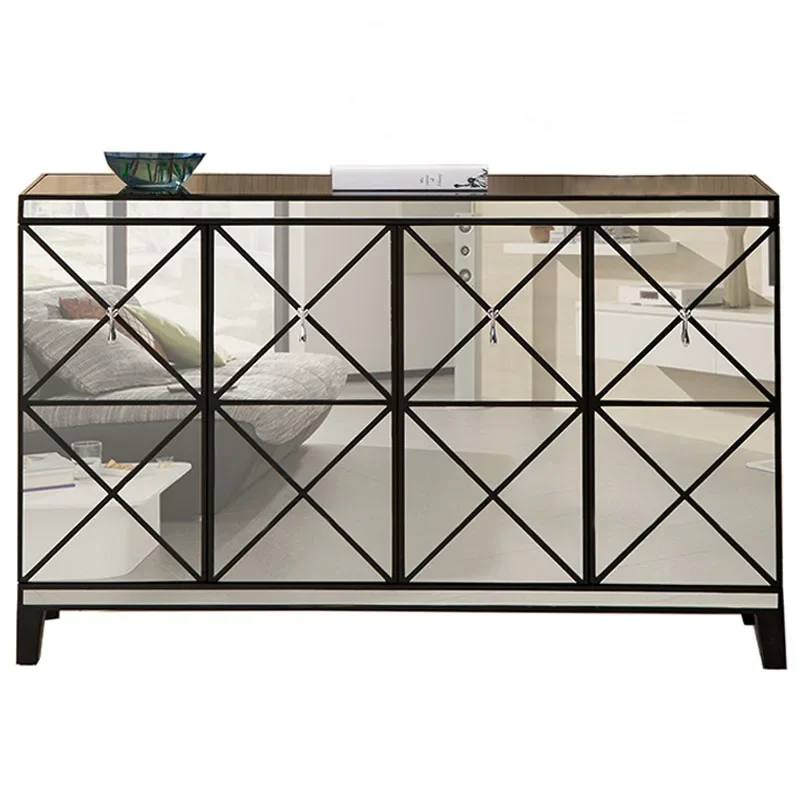 European shoe cabinet, light luxury dining side cabinet, mirror partition cabinet, neoclassical post-modern entrance