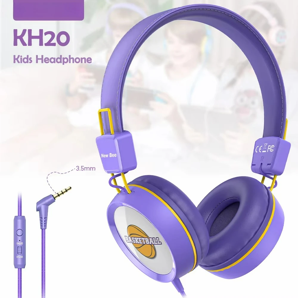 New Bee Kids Headphones Wtih 3.5mm Cable for Children Kids Gifts Study Learning Headsets for PC Computer