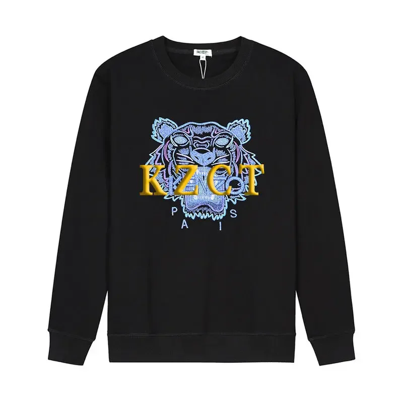 2024 New High-end Fashion Trendy Brand Tiger Head Printing Long-sleeved Round Neck Pure Cotton Loose Sweater for Men and Women