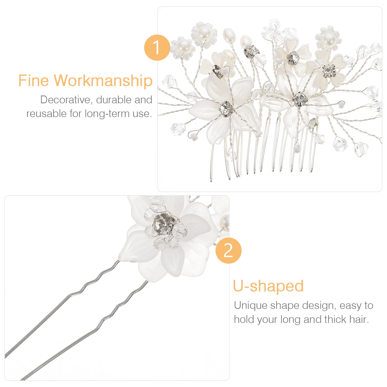 

6Pcs Unique Gorgeous Wedding Hairpins Abs Zinc Alloy Acrylic Pearl Flower Design For Birthday Party Celebrations