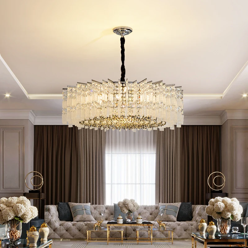 Nordic Multi-Layer Pendant Light, Crystal Chandelier, Simplified Gold Elegant Ceiling Living Room Lighting Decorative Lighting