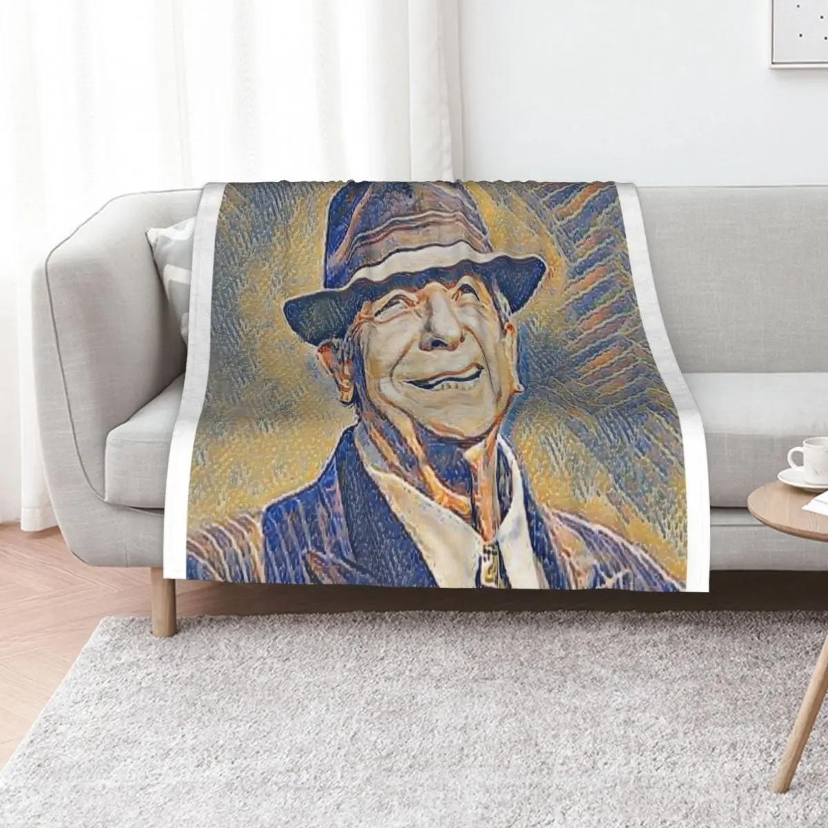 Leonard Cohen | Var05-02 | High Quality | original digital drawing by Aryan Shahabian Throw Blanket Vintage Baby Blankets