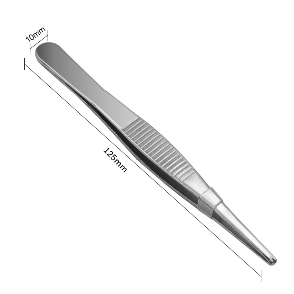 Spezielle 1-teilige gezahnte Pinzette für präzisen Griff, heiß begehrt, zum Manipulieren von Nadeln, silberfarben, zum Nähen, 125 mm / 5 Zoll, bester Preis – Detail 5