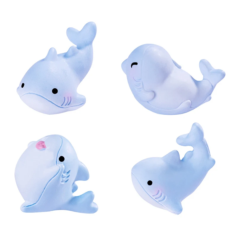 Figuritas de tiburón hechas a mano, adornos de Micro paisaje de ballena de dibujos animados, Mini decoración de resina para coche