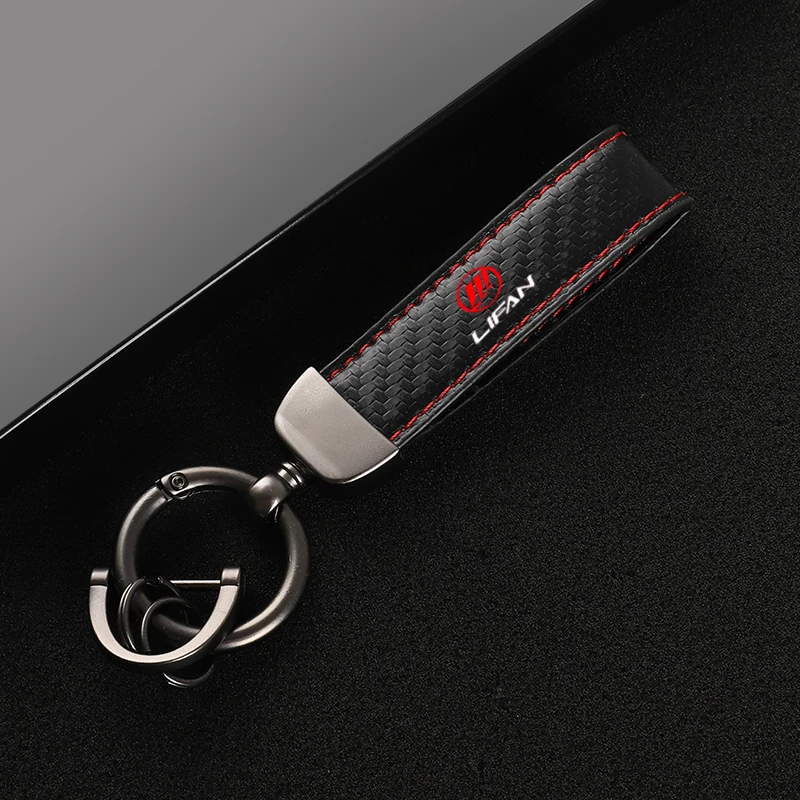 Leather Carbon Fiber Car Rings Keychain Zinc Alloy Keyrings For lifan 620 ev 530 x50 x70 720 650 car Accessories