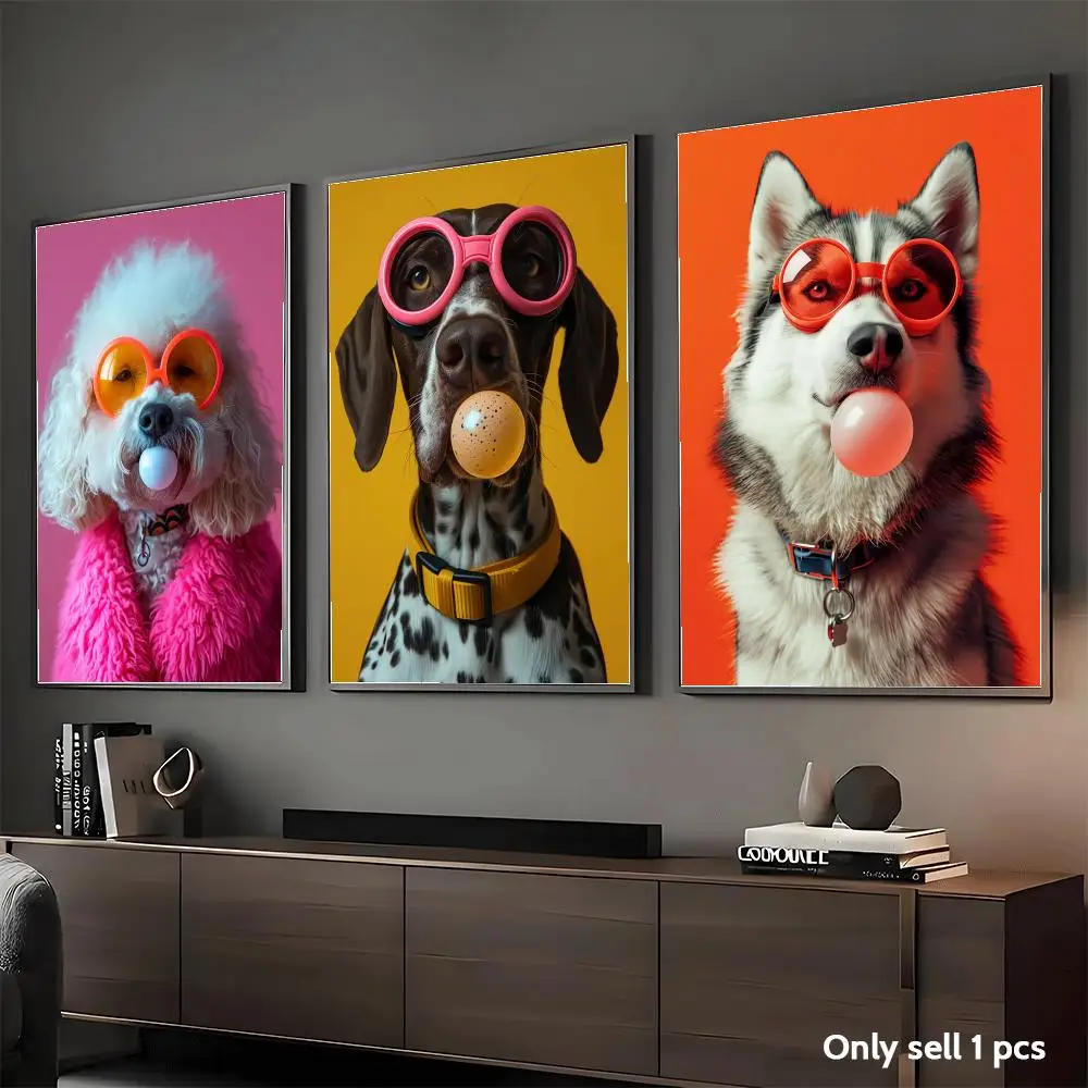 Fun Animal Bubble Gum Poster Decorative Wall Art Stickers Mural Photo Print for Home Living Room Hallway Decor