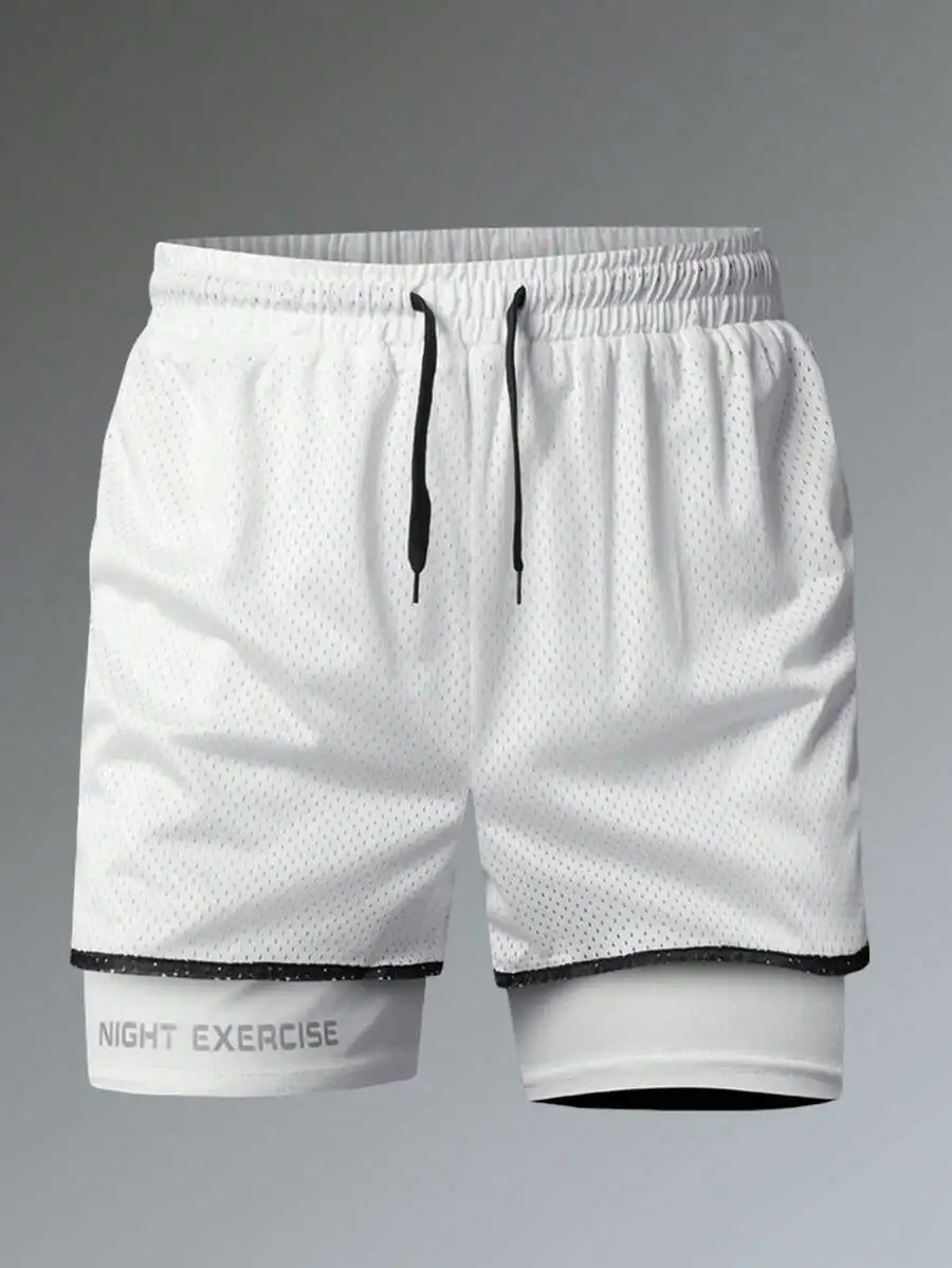 

2-In-1 Mens Breathable Quick-Dry Mesh Gym Shorts For Running Fitness Spring Summer