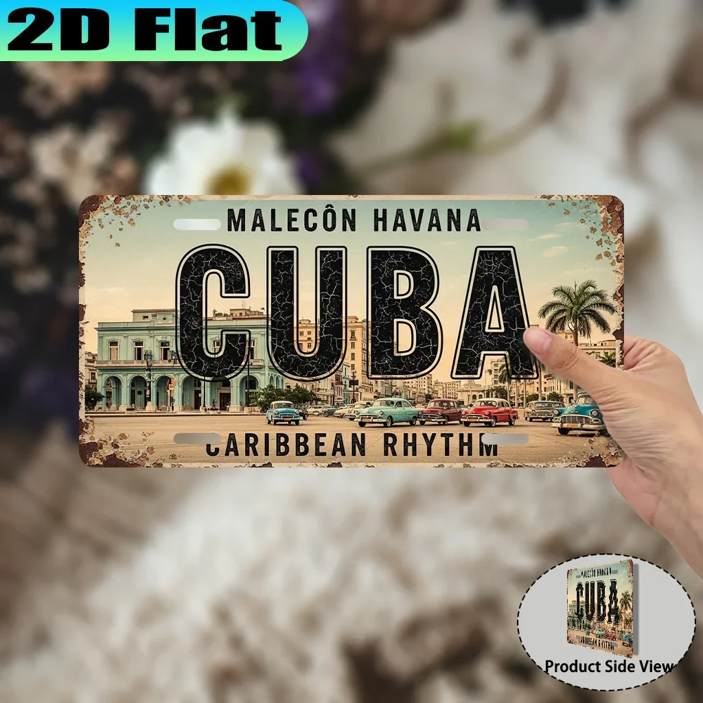 2D Flat, [2D Flat] 1pc Havana Beach Vintage Cuban Wall Decor - 30.48x15.24 cm Wood Sign Suitable for Cuban Culture Gifts, Retro