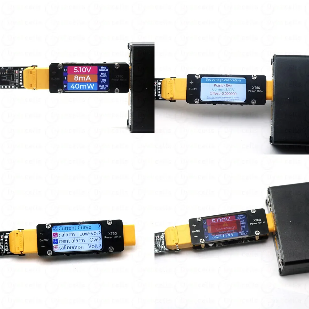 2mA-64A DC XT60 Ammeter Power Meter Bidirectional Current Voltage Temp w Alarm for 12V 24V RC drone battery Charger Discharger