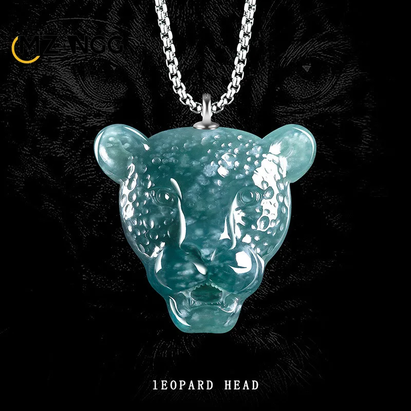 Original Natural A Goods Jadeite Money Leopard Pendant Necklace Ice Jade for Men and Women Hip Hop Personality Fashion Mascot