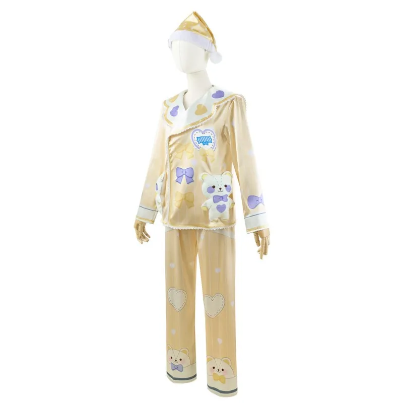 Project Sekai Colorful Stage Tenma Tsukasa Cosplay Pajamas Cute Bear Suit Yellow Nightcap Costumes Party Cosplay Home Wear