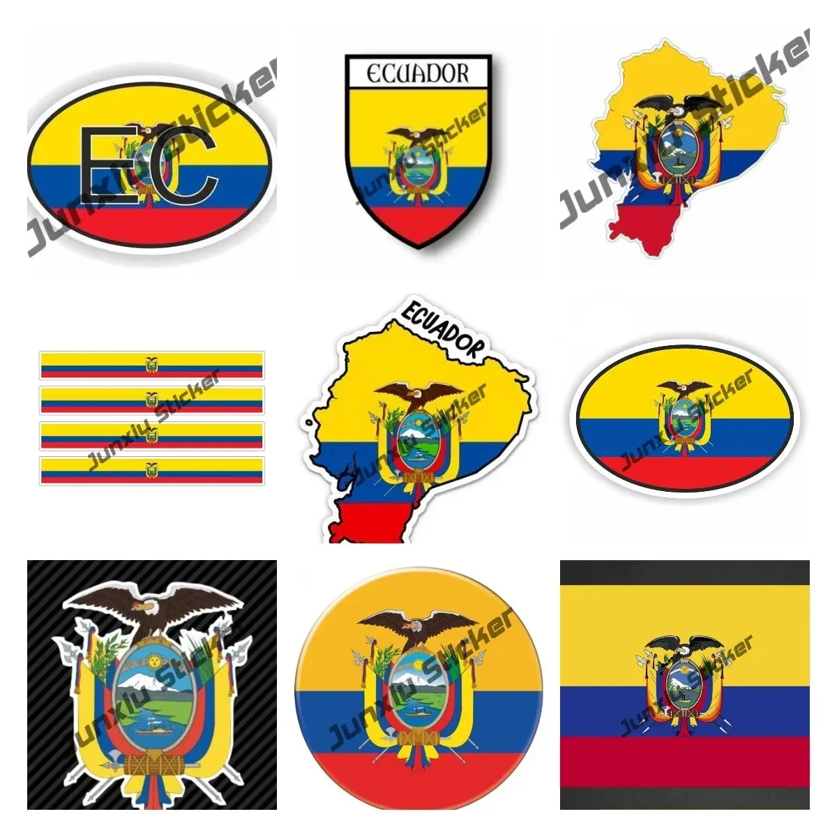 

Ecuador Flag Decal Stickers Ecuadorian Coat of Arms Sticker Self Adhesive Ecuador Map EC Decal Decor Car Accessories KK Decor