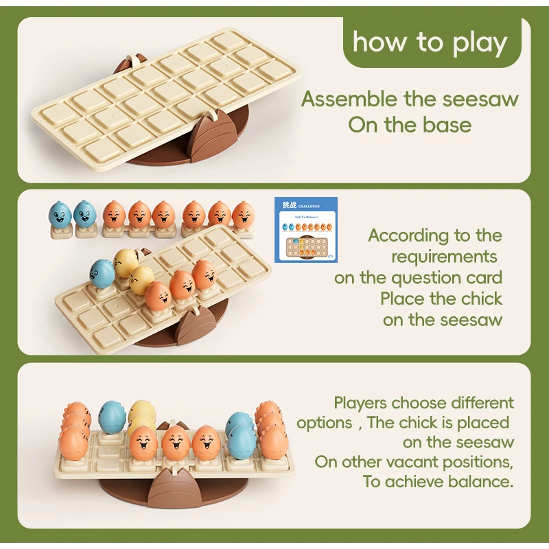 Hot Cute Egg Balance  Children Math Toys Balancing Board Game Parent-child Interaction Tabletop Balance Game Toy Gift for Kids ﻿