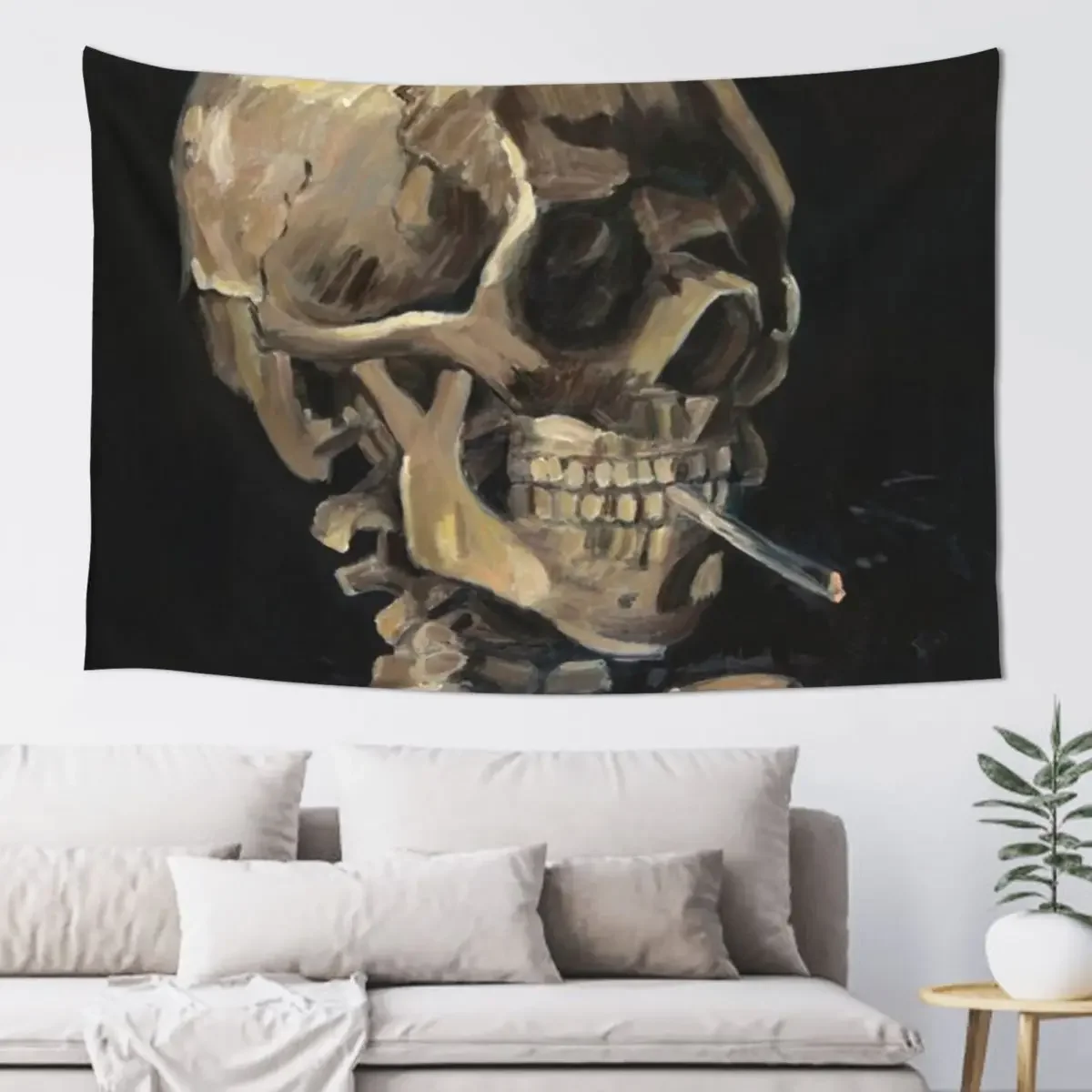 Vincent Van Gogh Skull with Smoking Dark Tapestry For Bedroom Wall Decoration House Decorations Tapestry