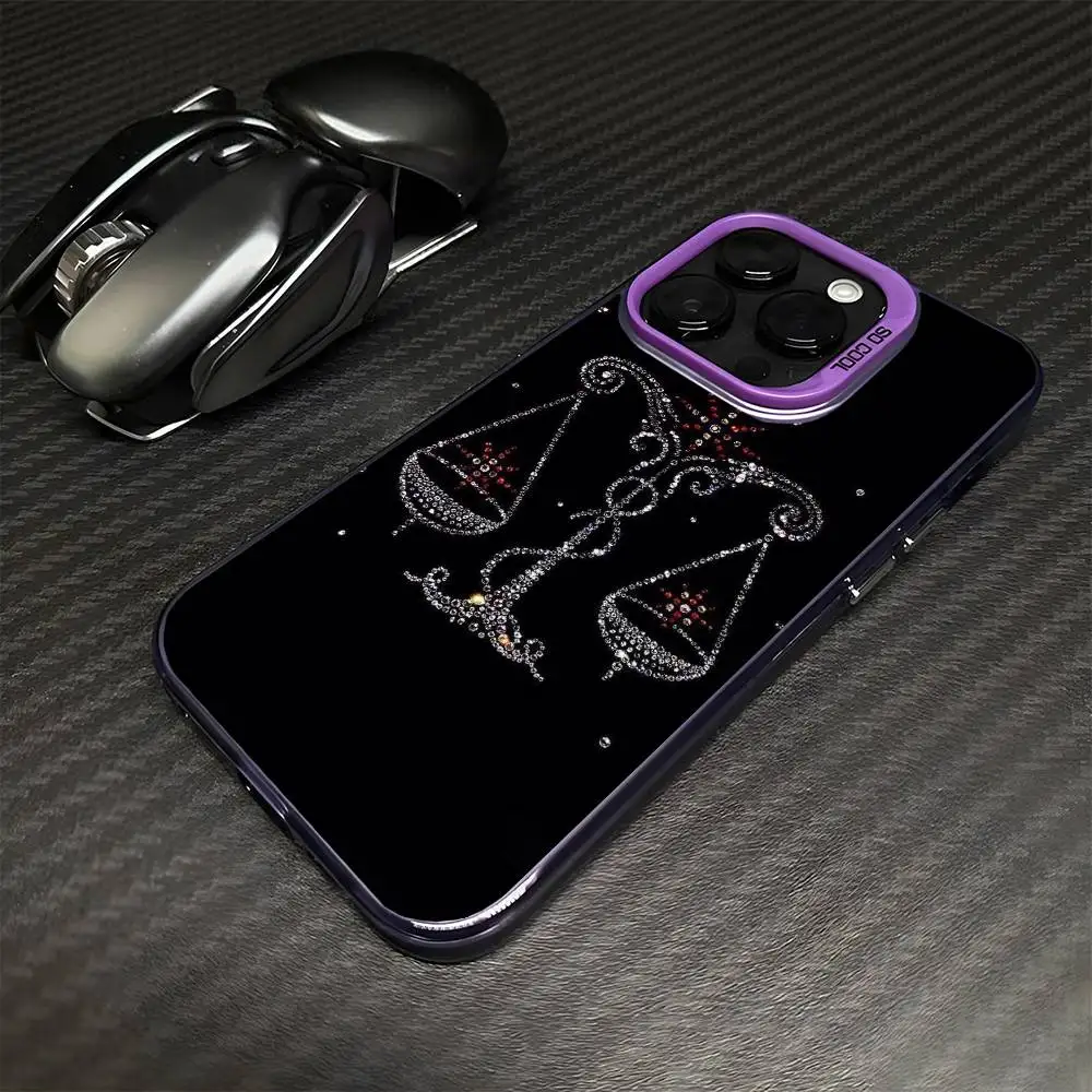 Чехол для телефона Zodiac Libra Balance для iPhone 17,16,15,14,13,12,11 Plus, Pro Max, фиолетовый матовый противоударный чехол