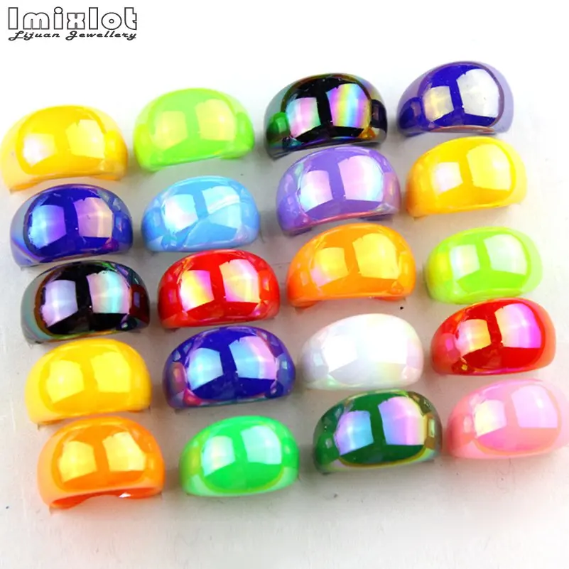 20pcs Women\'s Ring Candy Color Round Acrylic Resin Jewelry Rings for Girls Fashion Travel Jewelry Gifts