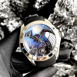 KAFYASE Luxury Mens Dragon Skeleton Automatic Watch 46mm Bubble Rubber Band Waterproof Mechanical Watches Ball Dial Clock Rejos