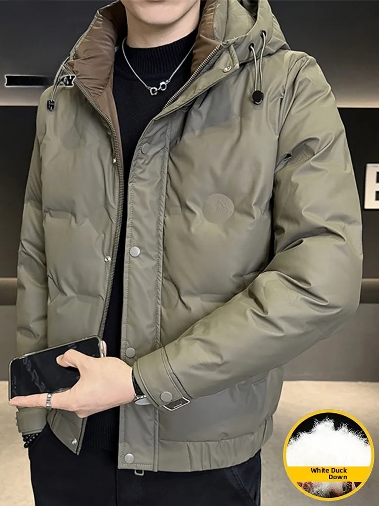 

Мужская повседневная куртка с капюшоном, утепленная пухом, ветрозащитная, теплая верхняя одежда из полиэфирного волокна, молодежная, для повседневной носки