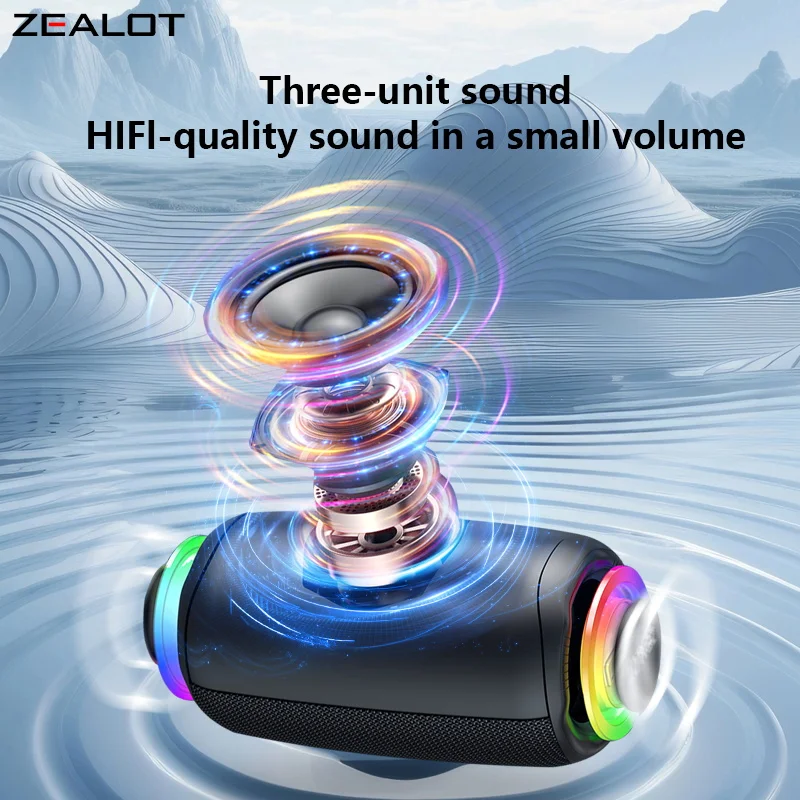 ZEALOT-M2 10W Portable Bluetooth 5.4 Speaker Outdoor Waterproof Wireless TWS Mini Column Box Speaker Outdoor TF Card