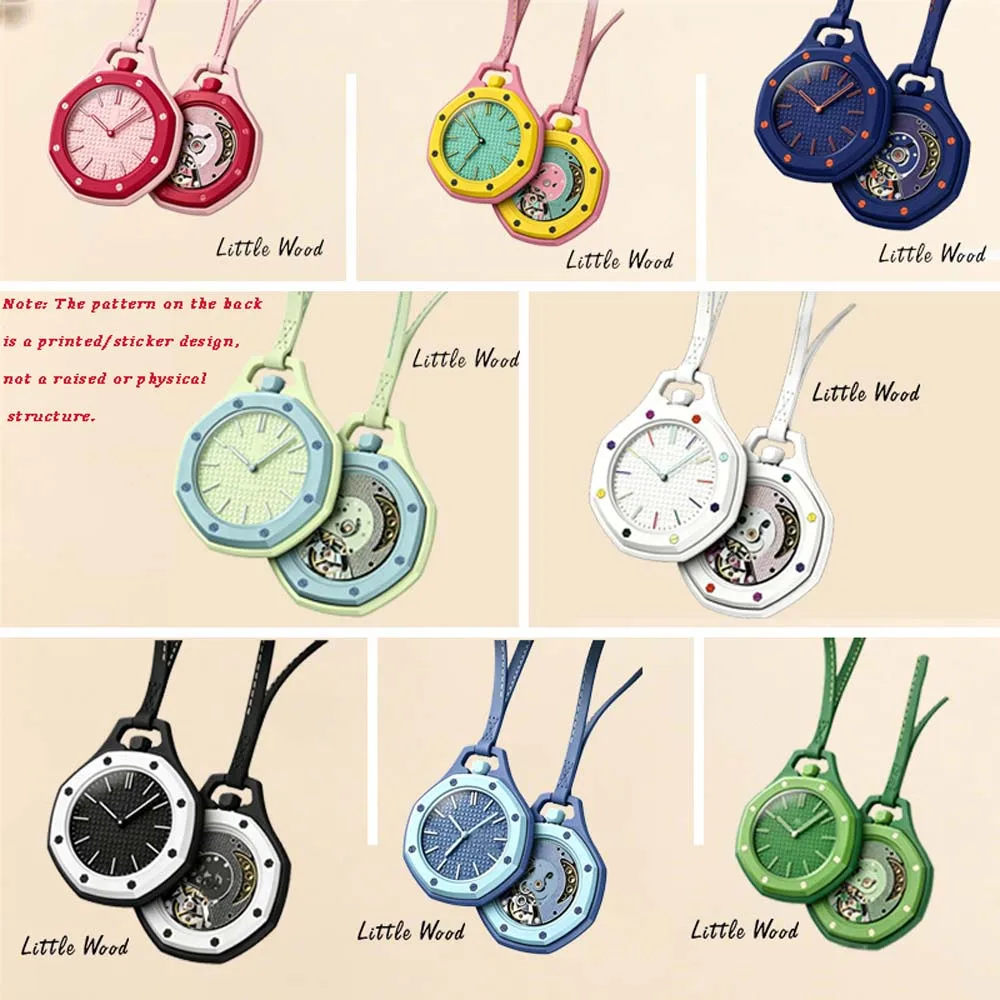 LITTLE WOOD New Octagonal Pocket Watch for Men Pocket Watch-Style Quartz Women Watch Rubber Case Silicone Strap Unisex Watch