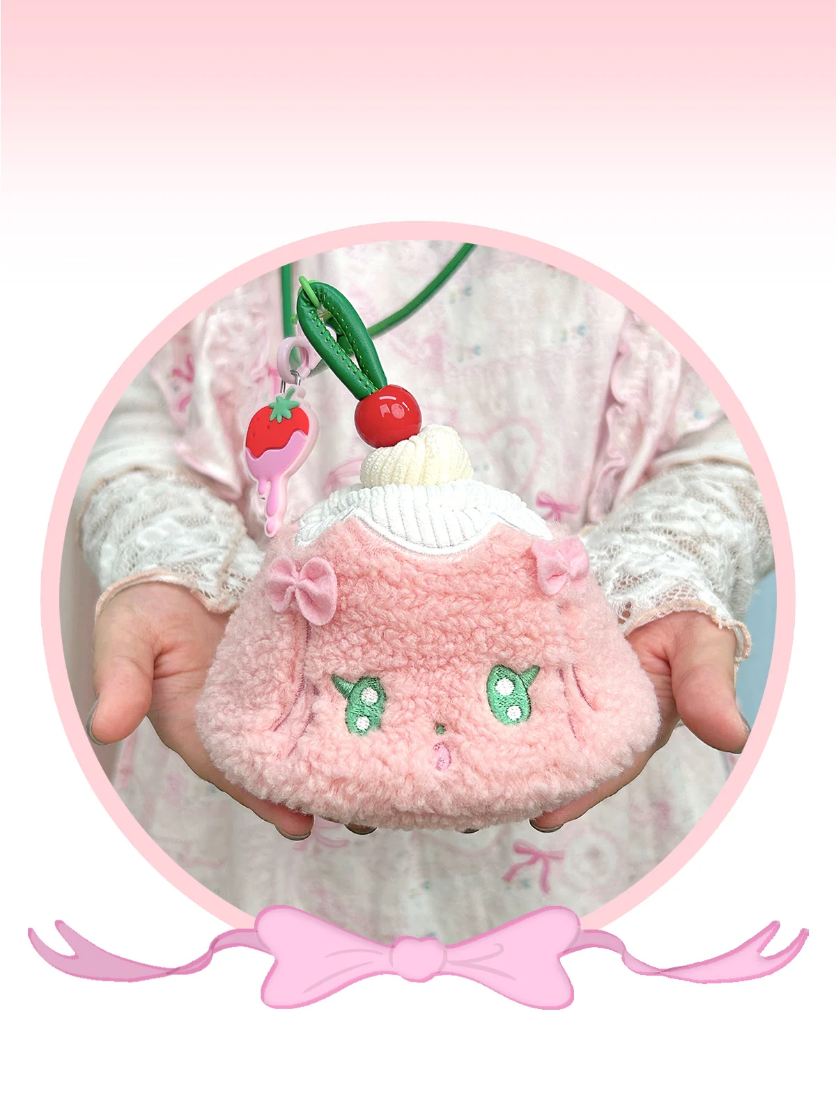 Original Design Plush Pudding Zipper Embroidered Change Lipstick Key Parcel Messenger Hook