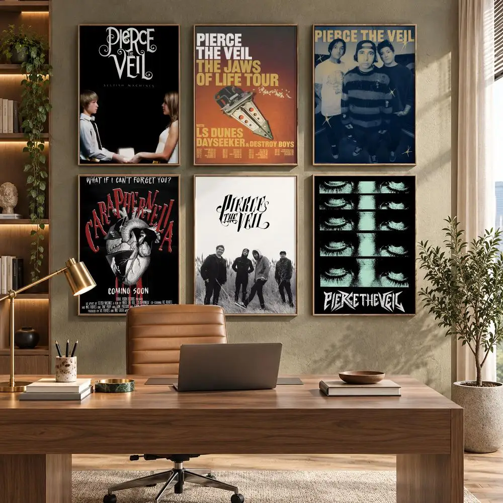 PIERCE THE VEIL Emo Rock Band Poster HD Waterproof Wall Decal for Study, Living Room & Garage, DIY Great Gift for Fans