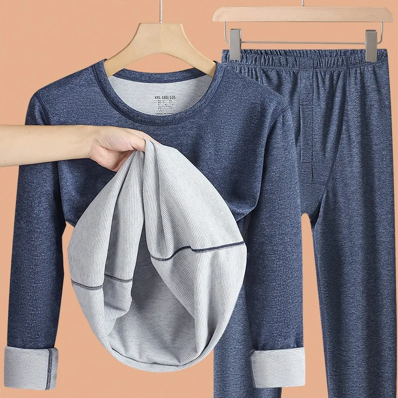Plus Size Men Winter Thermal Underwear Mock-neck Layer Panties and Undershirts Keep Warm Clothing Elastic 2 Pieces Under L-7XL