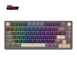 RK ROYAL KLUDGE M75 uszczelka klawiatura mechaniczna 2.4G bezprzewodowa/Bluetooth/USB 75% RGB klawiatura do gier z możliwością wymiany podczas pracy z wyświetlaczem