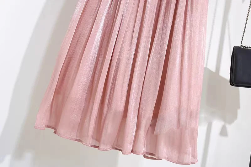 2026 Frühjahr/Sommer Neuer Glänzender A-Linien-Rock für Damen, Einfarbig, Hohe Taille, Französischer Pariser Stil, Eleganter Asymmetrischer Rock – Detail 15