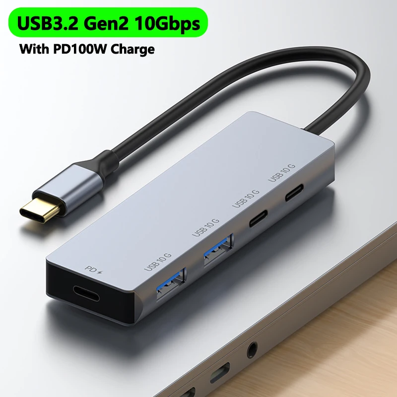 10Gbps USB C HUB USB3.2 Gen2 Type-C with PD 100W Charging for Macbook Pro iPhone 15 Pro Max Samsung S24 iMac PC Accessories