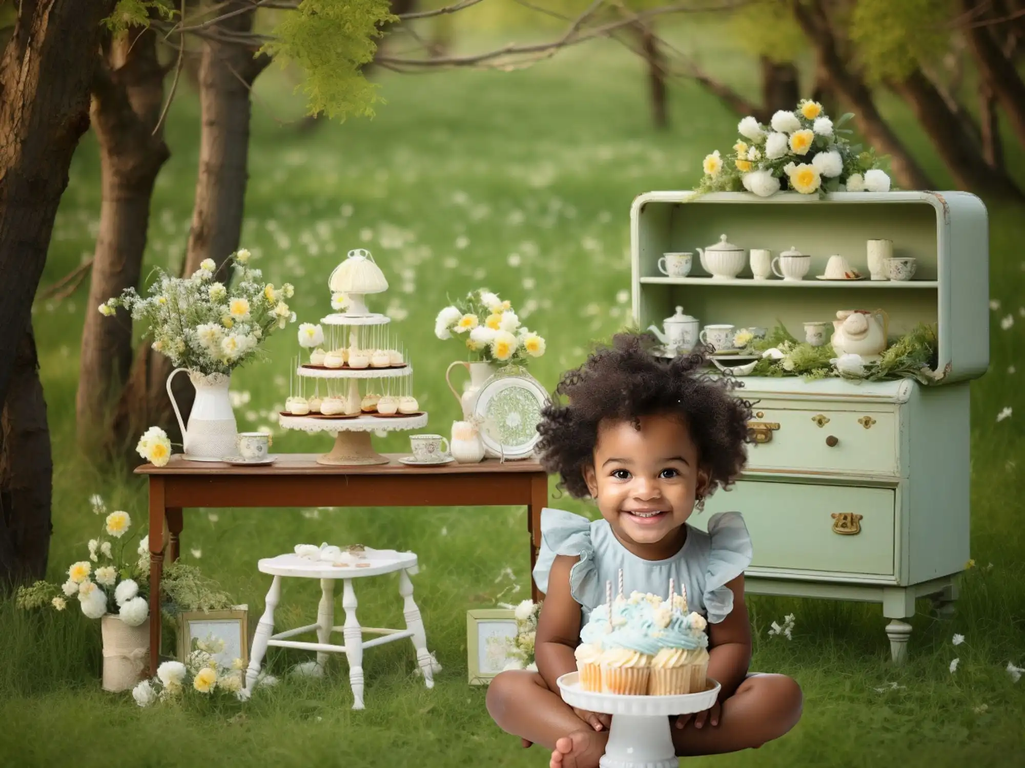 Mehofond-写真の背景,春のティーパーティーの木,赤ちゃんの誕生日パーティー,ポートレート写真,背景