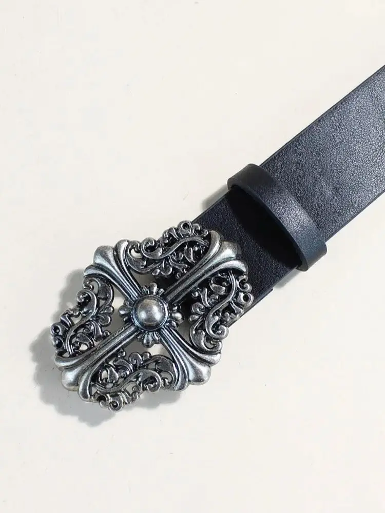 Designer Punk Belts For Women High Quality Luxury Brand Skull buckle Unisex Waist Black Street Man's Waistband Jeans Belt Y2K