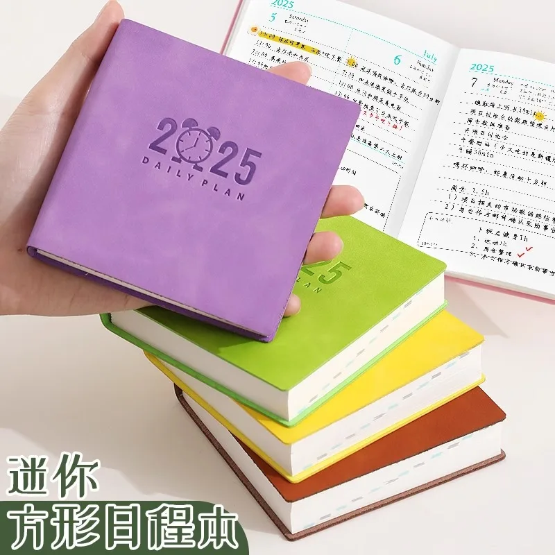 2025 Small Notebook Portable Square Mini Schedule Book Daily Efficiency Planning Book Time Management